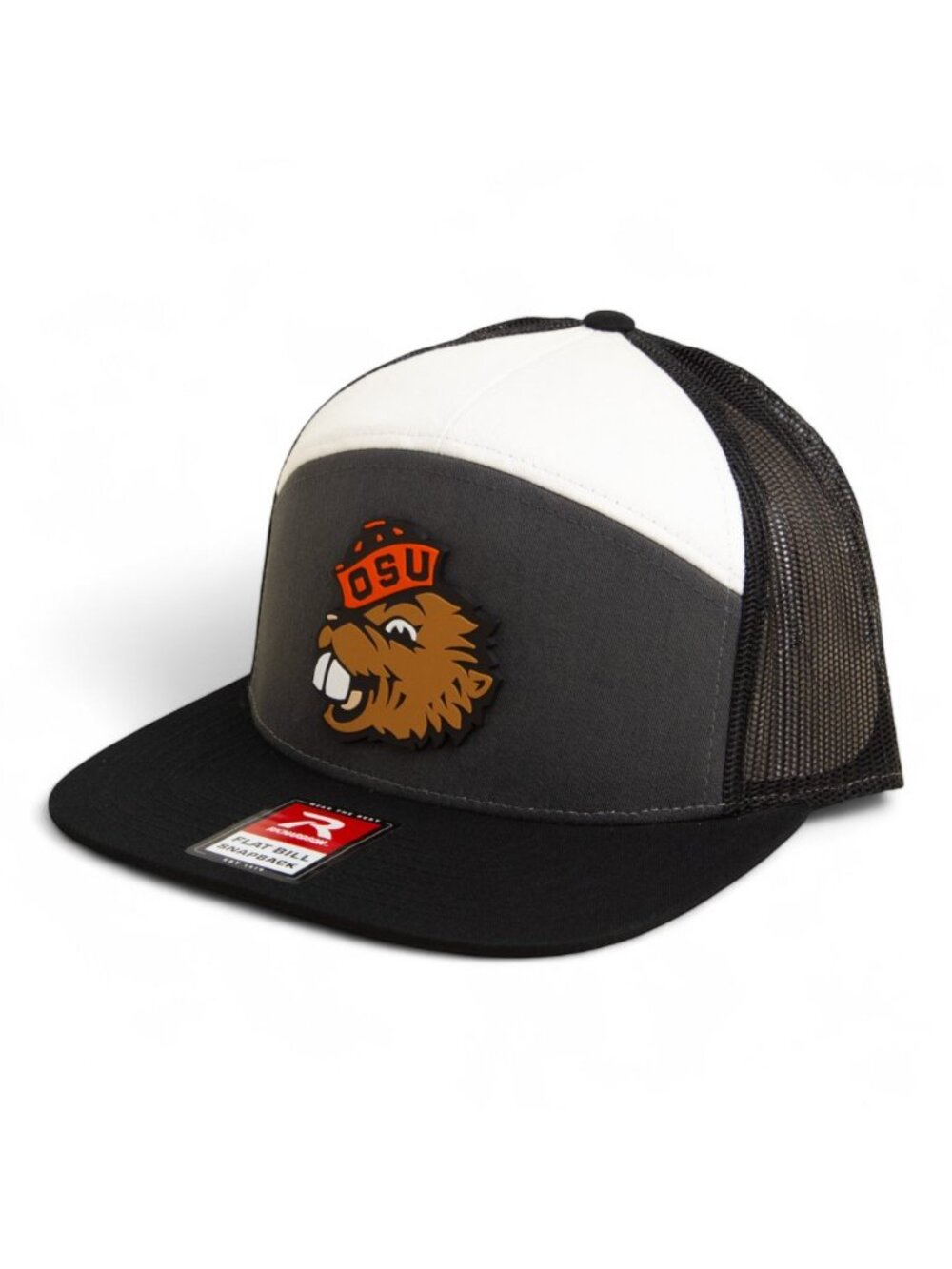 Oregon State Beavers Benny 3D Flat Bill Trucker Hat- Charcoal/ Black/ White